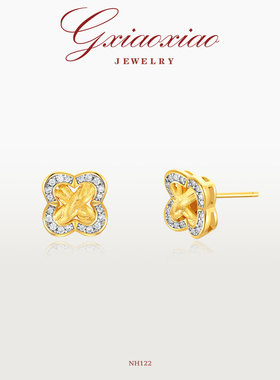 G XIAOXIAO 新年礼物【金梦四叶】轻奢气质高级四叶花耳环 NH122