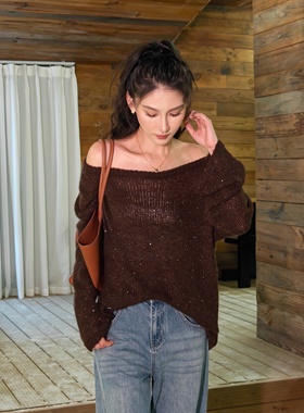 【琥珀流光】摩卡慕斯纸片人亮片毛衣 F27C16 F27C13新年礼物