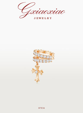 G XIAOXIAO 新年礼物 气质高级感精致百搭潮流十字架耳夹 B7E34