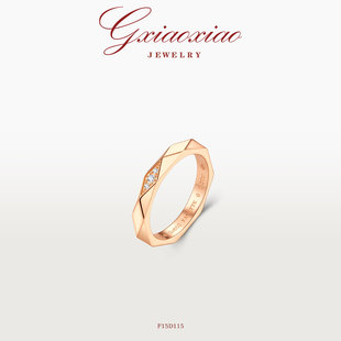 XIAOXIAO F15D115 镀K金 气质轻奢菱形情侣戒指 F15D116 法式