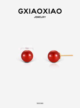 G XIAOXIAO 925银 气质高级红色鸢尾花耳钉新年氛围感NH340 NH341