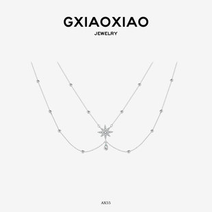 G XIAOXIAO 925银 新年礼物 轻奢时尚八芒星簡約项链 AX55