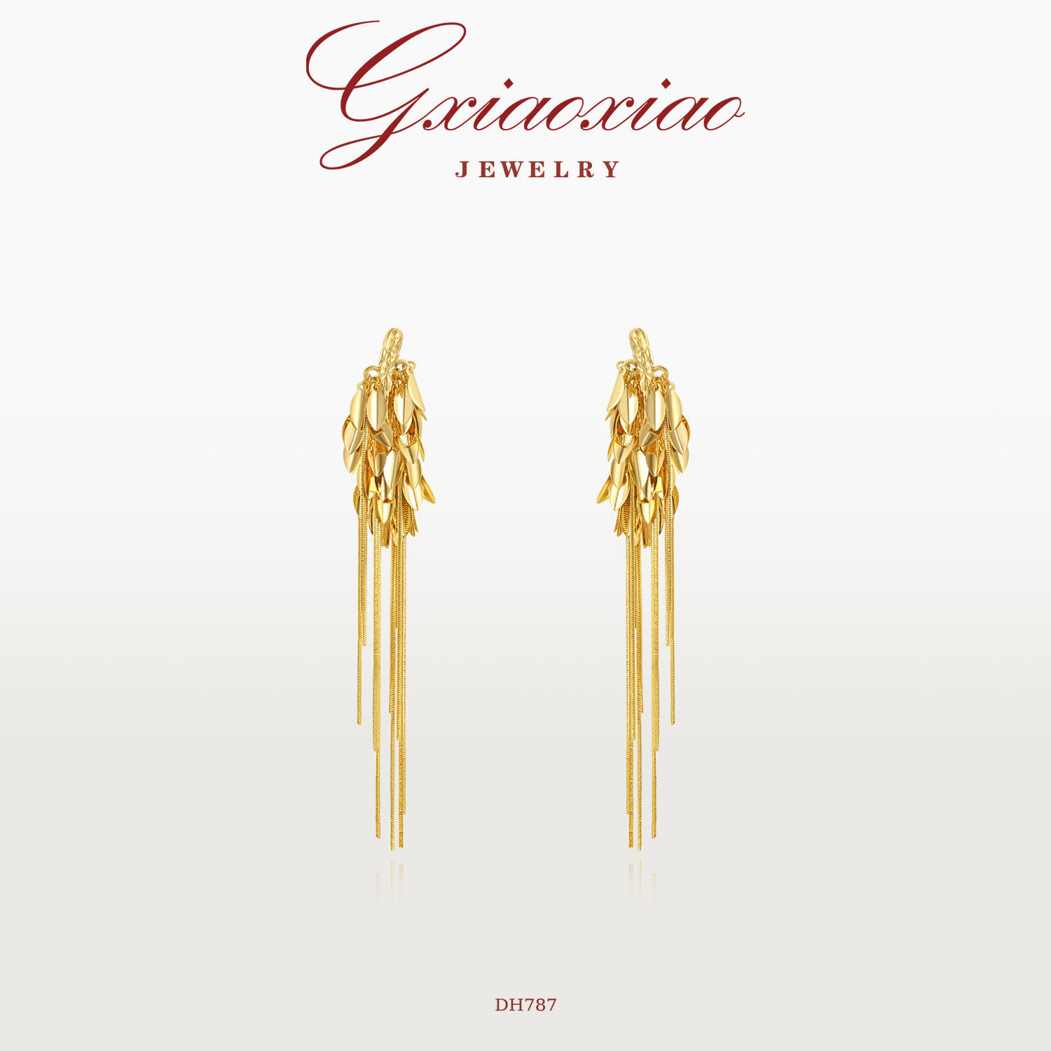 G XIAOXIAO 新年礼物 气质复古设计款金色叶流苏耳环 DH787,饰品/流行首饰/时尚饰品新,耳环,淘宝优惠券,粉丝福利购,淘宝优惠卷