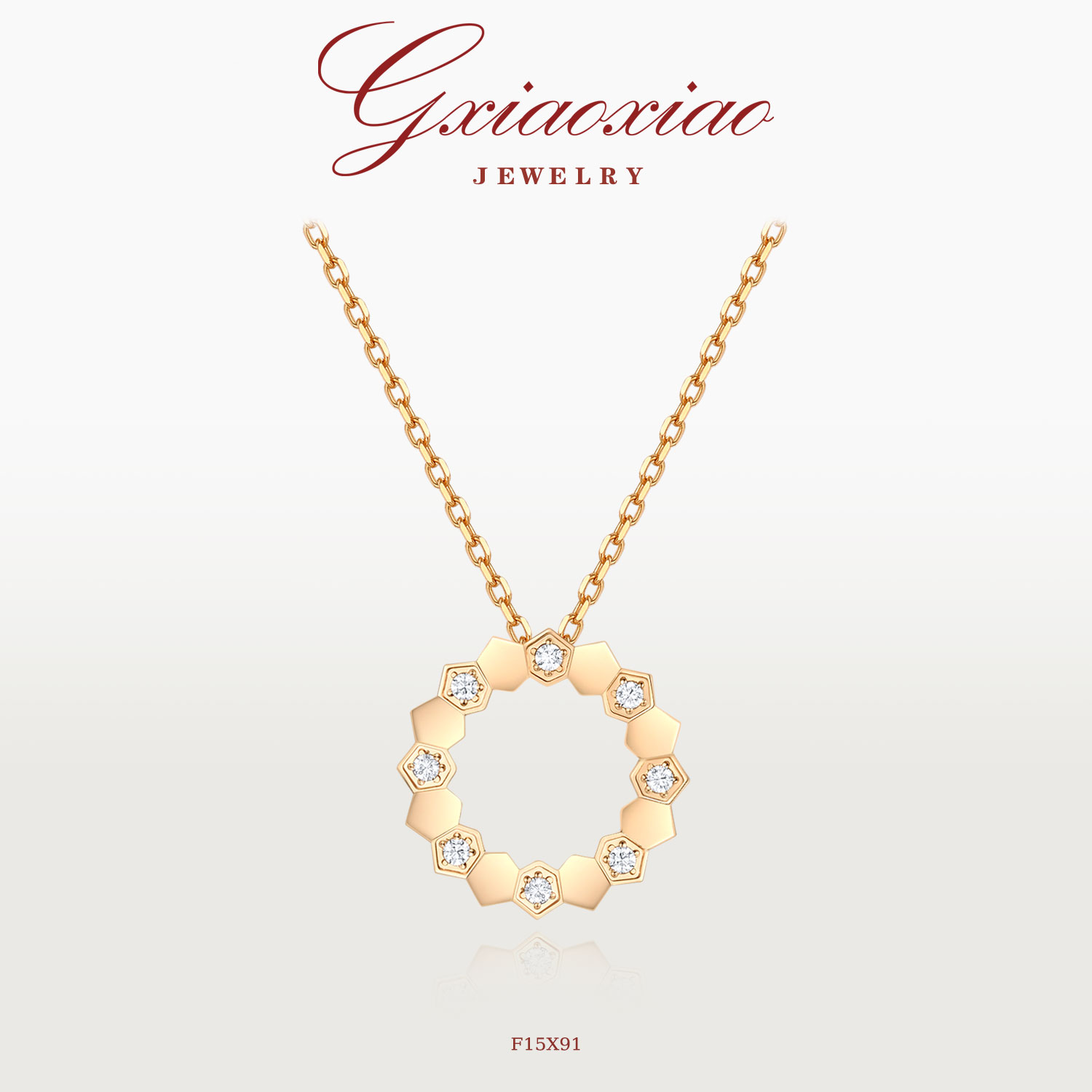 【大版】法式轻奢圆形蜂巢项链