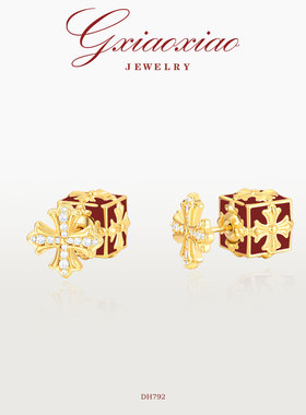 G XIAOXIAO 镀K金 【十字架方块】气质轻奢高级感耳环 DH792