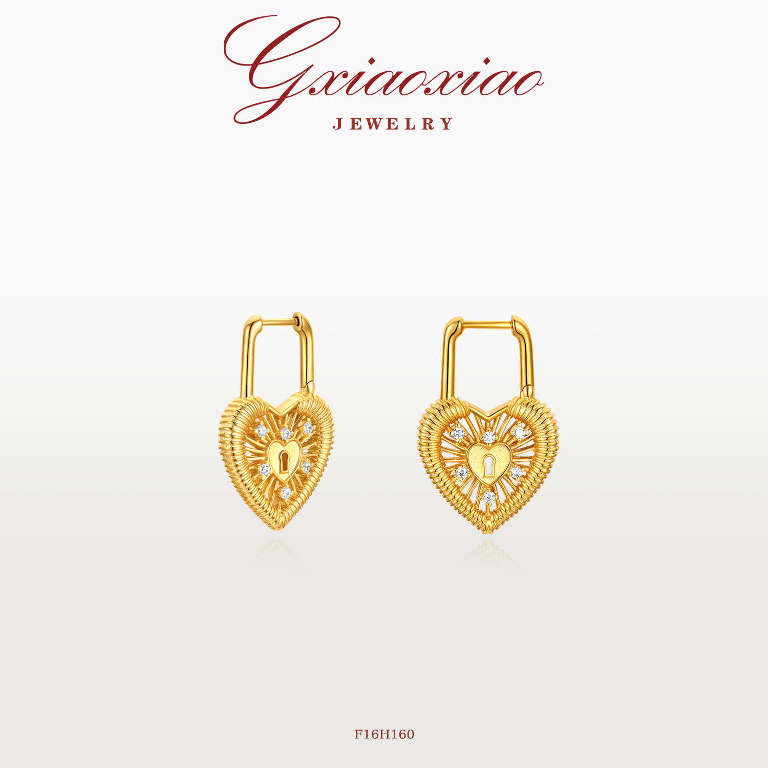 G XIAOXIAO  时尚气质高级感精致百搭爱心锁耳环 F16H160