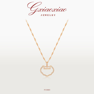 XIAOXIAO F15X83 如意星锁 气质百搭如意锁项链 F15X84 中式