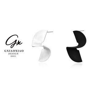 G XIAOXIAO 新年礼物 法式双色扇形时髦立体耳环 B3H11