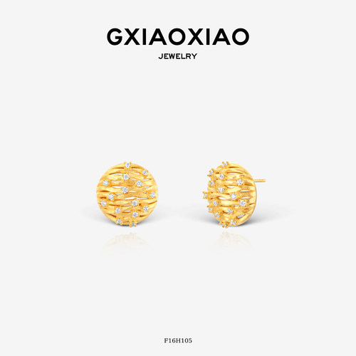 GXIAOXIAO拉丝波浪感耳环新年