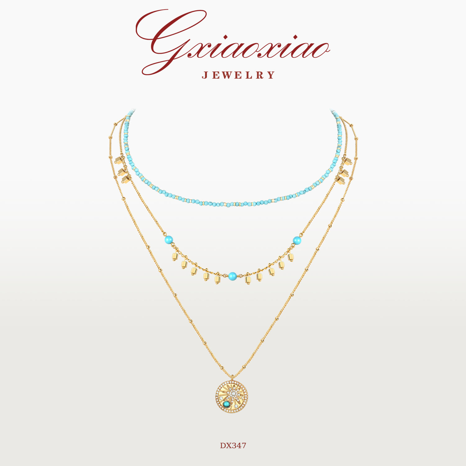 轻奢气质百搭度假风三层叠搭项链