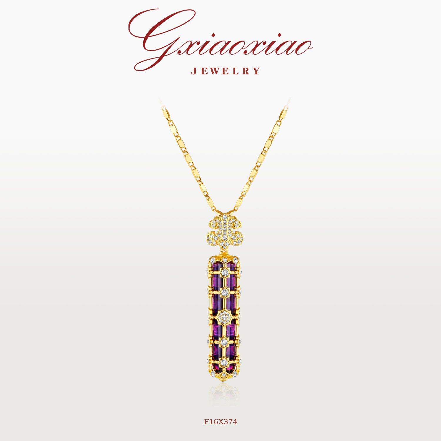 法式气质高级百搭紫柱鸢尾花项链