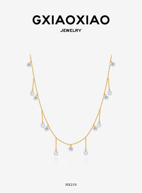 G XIAOXIAO 925银【鎏金声浪】气质通勤百搭水滴锁骨项链 NX219