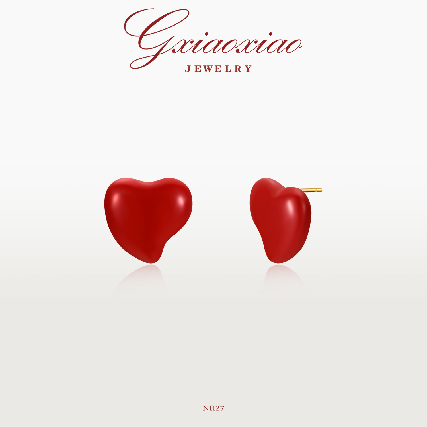 GXIAOXIAO可爱暗红爱心耳钉