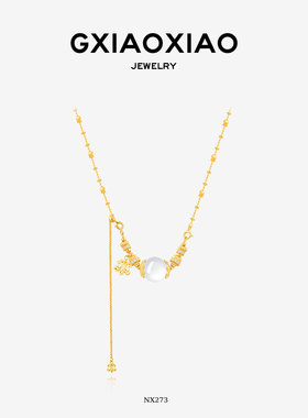 GXIAOXIAO冰透圆珠鸢尾花项链