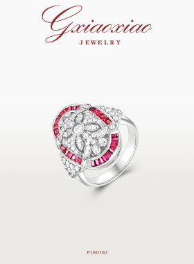 G XIAOXIAO 【绯星织梦】法式复古高级四叶花戒指 F16D163