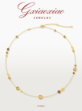 G XIAOXIAO 镀K金【星河秘境】七彩拉丝百搭气质轻奢项链F16X91