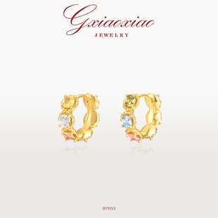 气质简约百搭彩色多巴胺C形耳环 时尚 B7H53 XIAOXIAO