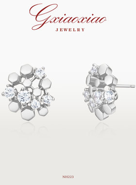 925银针 法式轻奢气质百搭不规则蜂巢耳环 NH198 NH223