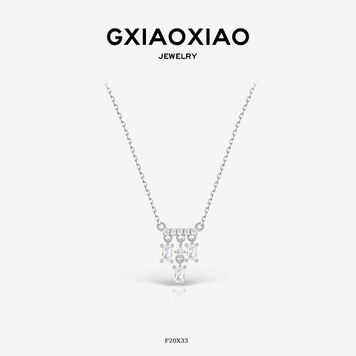 G XIAOXIAO 925银 轻奢气质高级通勤百搭方形流苏项链 F20X33