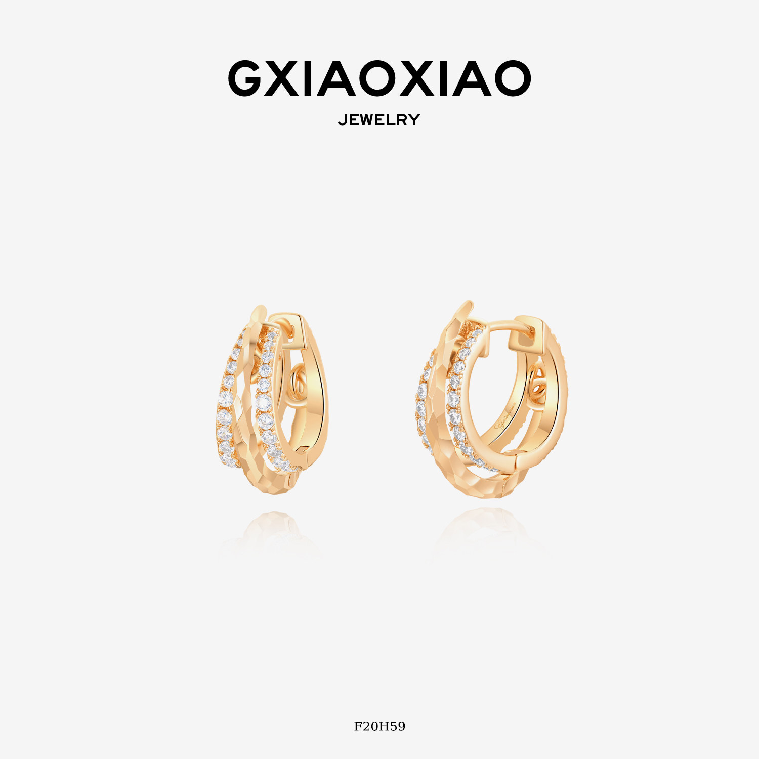 G XIAOXIAO 镀K金 轻奢气质高级设计款三圈耳环 F20H59,饰品/流行首饰/时尚饰品新,耳环,淘宝优惠券,粉丝福利购,淘宝优惠卷