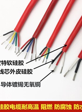 国标特软硅胶线 耐高温护套线 YGC型2芯3芯4芯 防水防油高温线缆