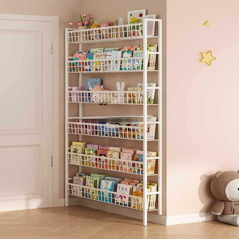 门后置物架铁艺书架落地儿童简易极窄夹缝墙上壁挂家用收纳柜