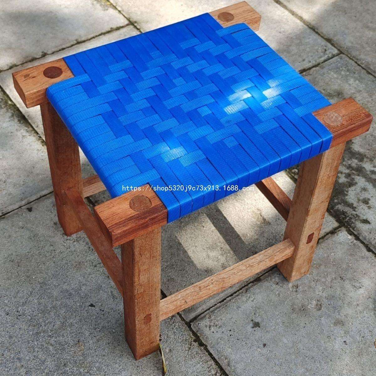 藤编纯手工编织板凳实木方凳凳子耐用饭馆家用凳子新中式