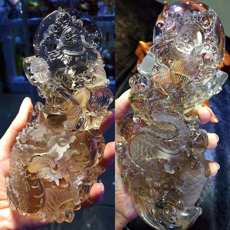 天然黄水晶龙龟摆件 雕刻摆件 金蟾摆件 茶水晶雕刻件 貔貅
