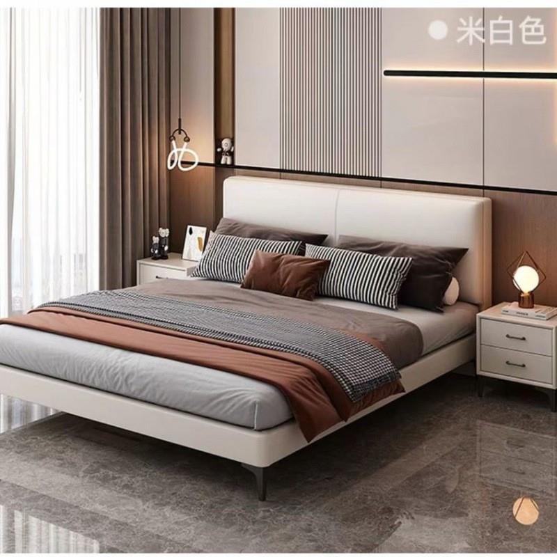 卧室实木床儿童床出租房小户型齐边软体床科技布床现代简约单双人