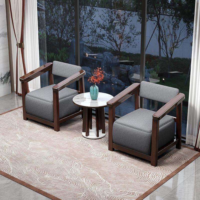 全实木中式会议椅简约现代休闲椅单人会客洽谈椅接待椅子接待室