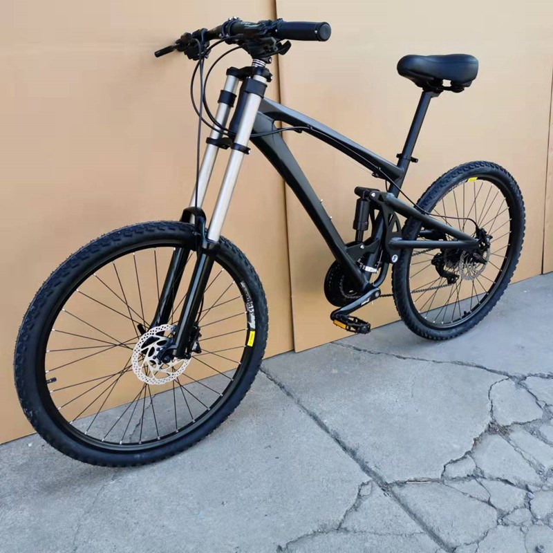 26寸双肩前后减震液压山地车变速自行车软尾铝合金27速30速碟刹