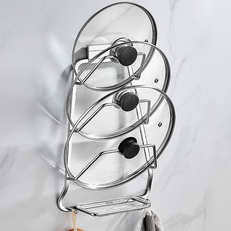 厨房置物架壁挂式可放锅盖神器304不锈钢免打孔锅盖架菜板收纳架,家装主材,锅盖架,淘宝优惠券,粉丝福利购,淘宝优惠卷