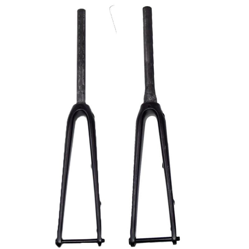 新款公路自行车全碳纤维平碟刹筒轴前叉直管锥管UD碳纹硬叉内走线