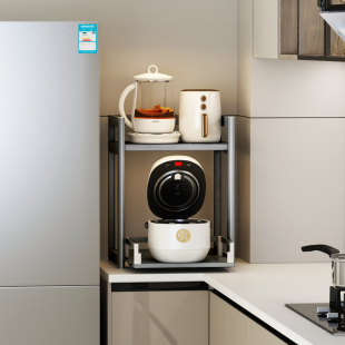 厨房电饭煲置物架台面窄款放空气炸锅的架子小电器上方分层收纳架