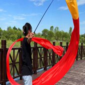 中老年甩龙彩色广场龙龙健身筒子空竹立体舞飘带健身龙广场舞彩带