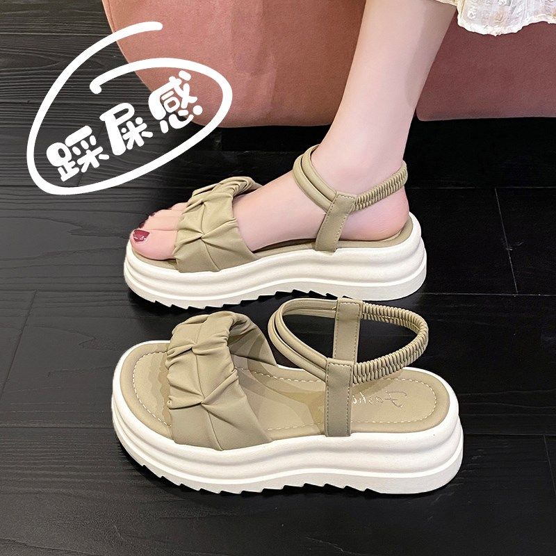 厚底凉鞋女2025新款夏季外穿增高露趾松糕沙滩鞋仙女风小个子34码,女鞋,一字带凉鞋,淘宝优惠券,粉丝福利购,淘宝优惠卷