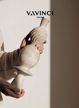 梵其几何大理石艺术装饰摆件中古现代侘寂风客厅壁龛拍摄道具雕塑