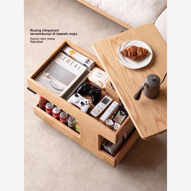 全实木可升降旋转边几客厅茶几橡木床边桌可移动沙发Y侧边桌网红