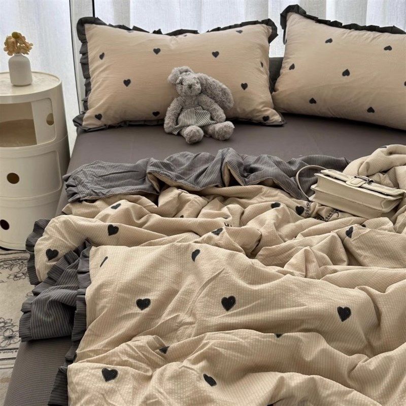 温柔少女心ins泡泡棉夏凉被四件套夏季空调被三件套薄被芯1.8夏被,床上用品,化纤被,淘宝优惠券,粉丝福利购,淘宝优惠卷