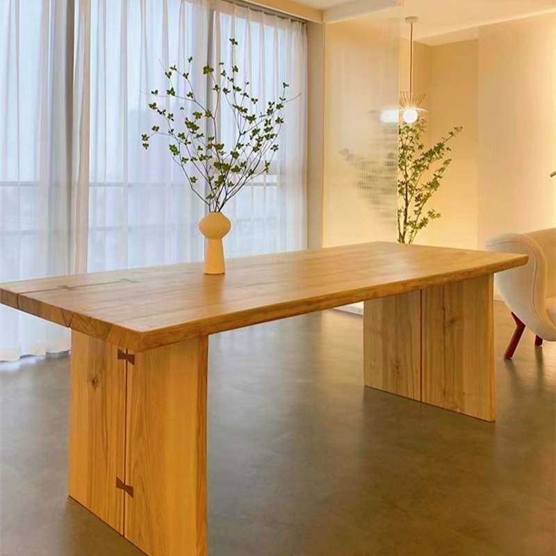 北欧白蜡木大板餐桌实木茶桌原木自然边工作台民宿恰谈办公桌