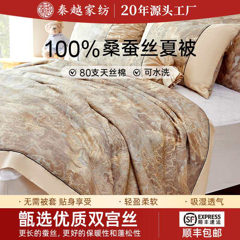 桐乡蚕丝被100桑蚕丝高端80支天丝可水洗蚕丝被单人双人A类夏凉被