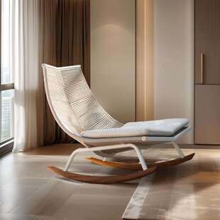户外摇椅藤编沙发庭院阳台懒人休闲躺椅室外花园度假村摇摇椅茶几