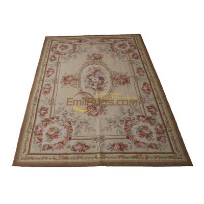 法式宫廷风真丝needlepoint地毯 圆形卧室奢华软装