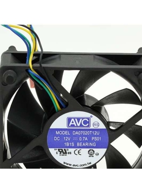 原装AVC DA07020T12U 7020 7cm 12V 0.7A 四线测速CPU散热风扇