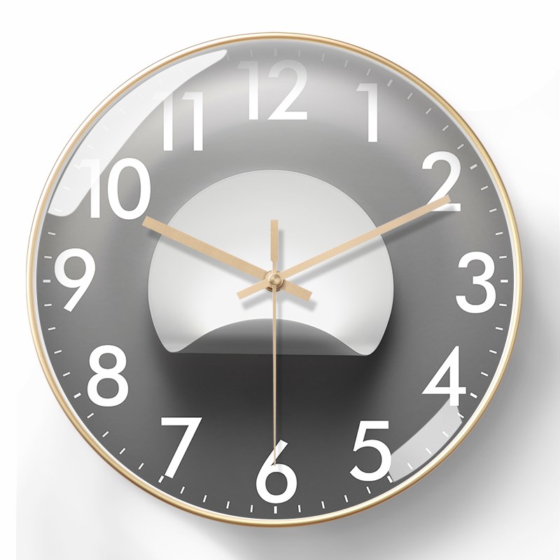 客厅现代简约轻奢大气挂钟石英钟表电波钟自动对时U钟挂表静音餐