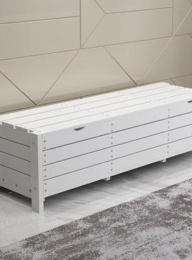 实木碳化可储物长条凳无靠背阳台庭院白色室内翻盖长椅经济型