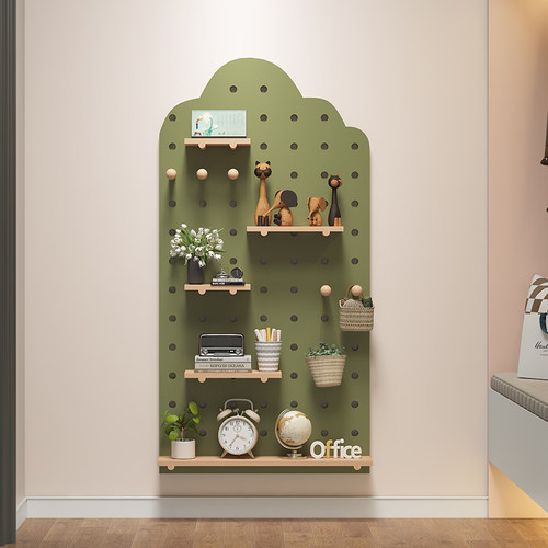 定制实木洞洞板墙上置物架挂板装饰置物架收纳架墙面木质书架隔板