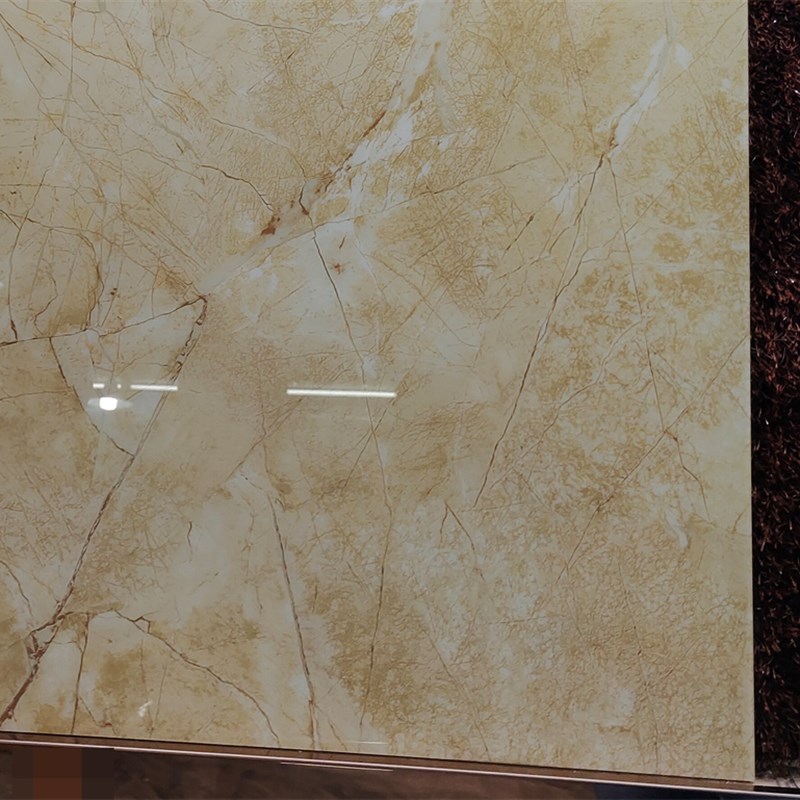 800亮光深黄鹅毛金微晶石玻璃瓷砖 客餐厅厨卫室内简约现代地砖