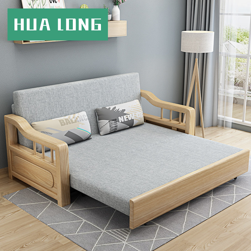 折叠沙发床客厅多功能两用 实木沙发床小户型网红款 沙发床抽拉式