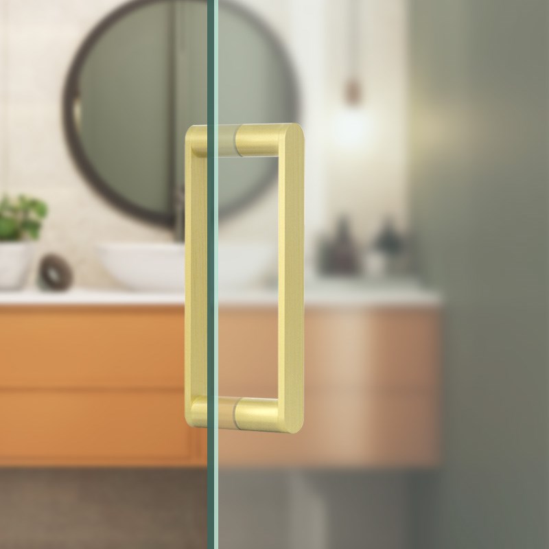 简约浴室玻璃门大拉手淋浴房门把手配件纯铜推拉门钢化单孔浴移门